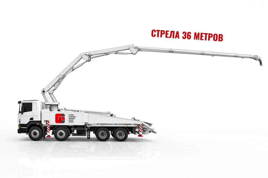 Автобетононасос со стрелой 36 м для подачи бетона на монолитные работы в Железнодорожном